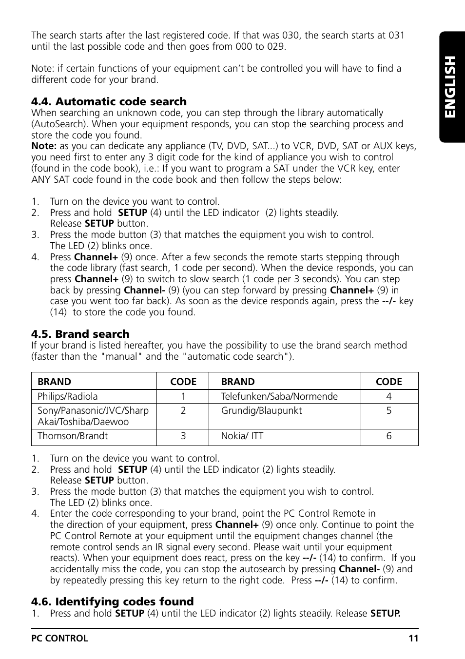 English | Grundig PC CONTROL User Manual | Page 11 / 56