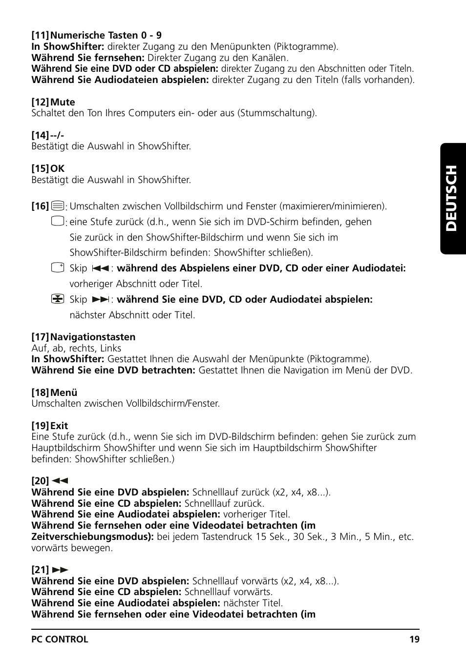 Deutsch | Grundig PC CONTROL User Manual | Page 19 / 56