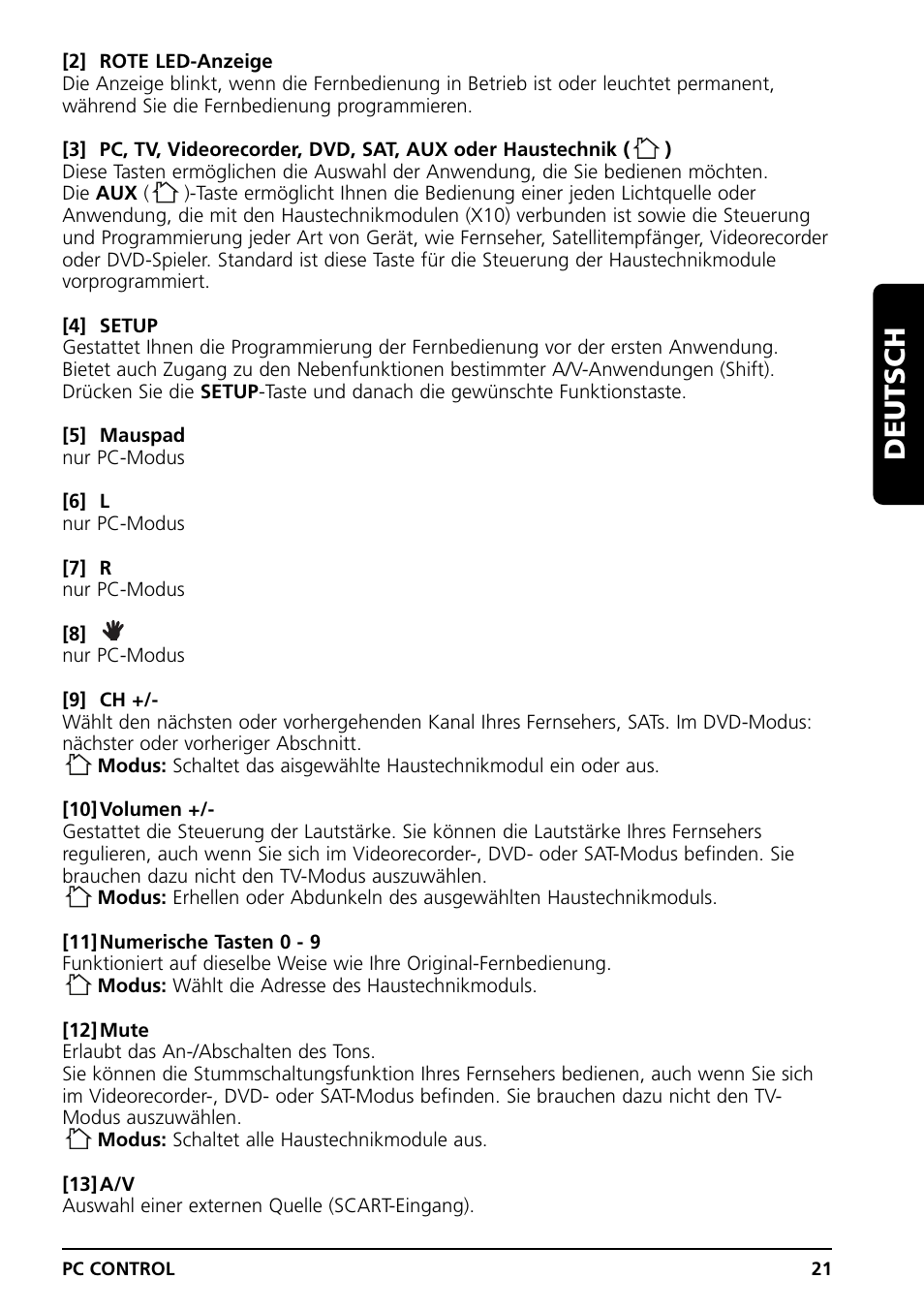 Deutsch | Grundig PC CONTROL User Manual | Page 21 / 56