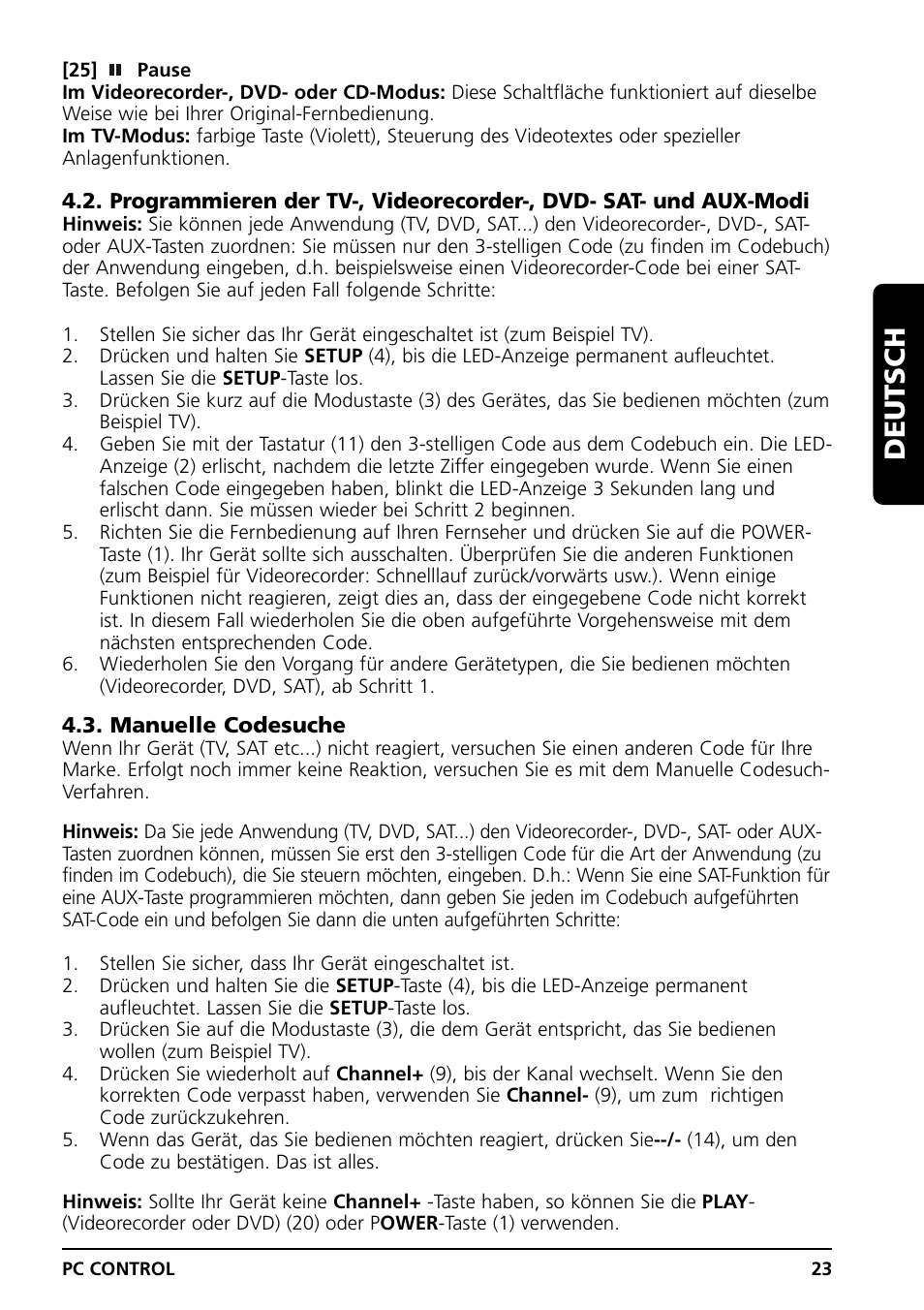 Deutsch | Grundig PC CONTROL User Manual | Page 23 / 56