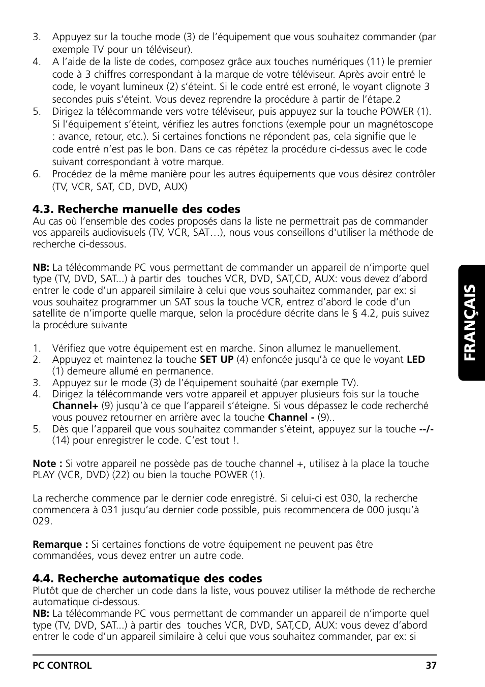 Français | Grundig PC CONTROL User Manual | Page 37 / 56