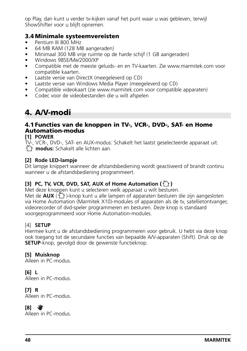 A/v-modi | Grundig PC CONTROL User Manual | Page 48 / 56