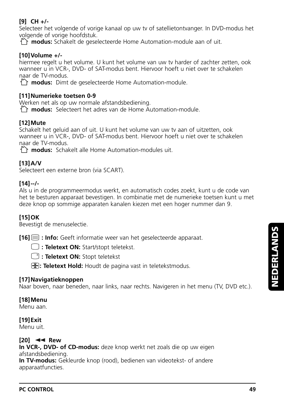 Nederlands | Grundig PC CONTROL User Manual | Page 49 / 56