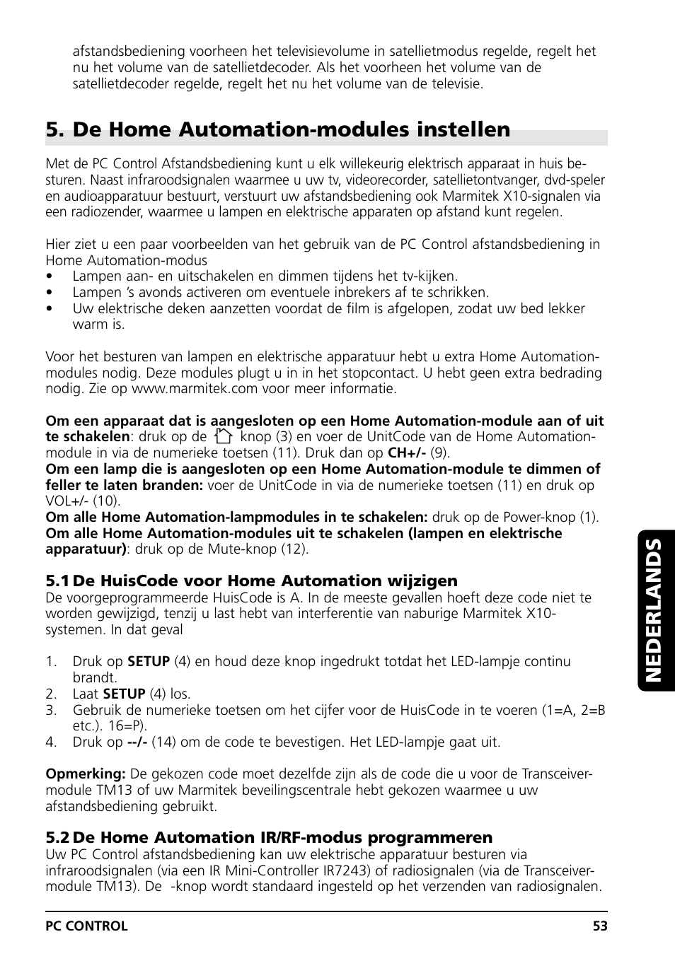 De home automation-modules instellen, Nederlands | Grundig PC CONTROL User Manual | Page 53 / 56