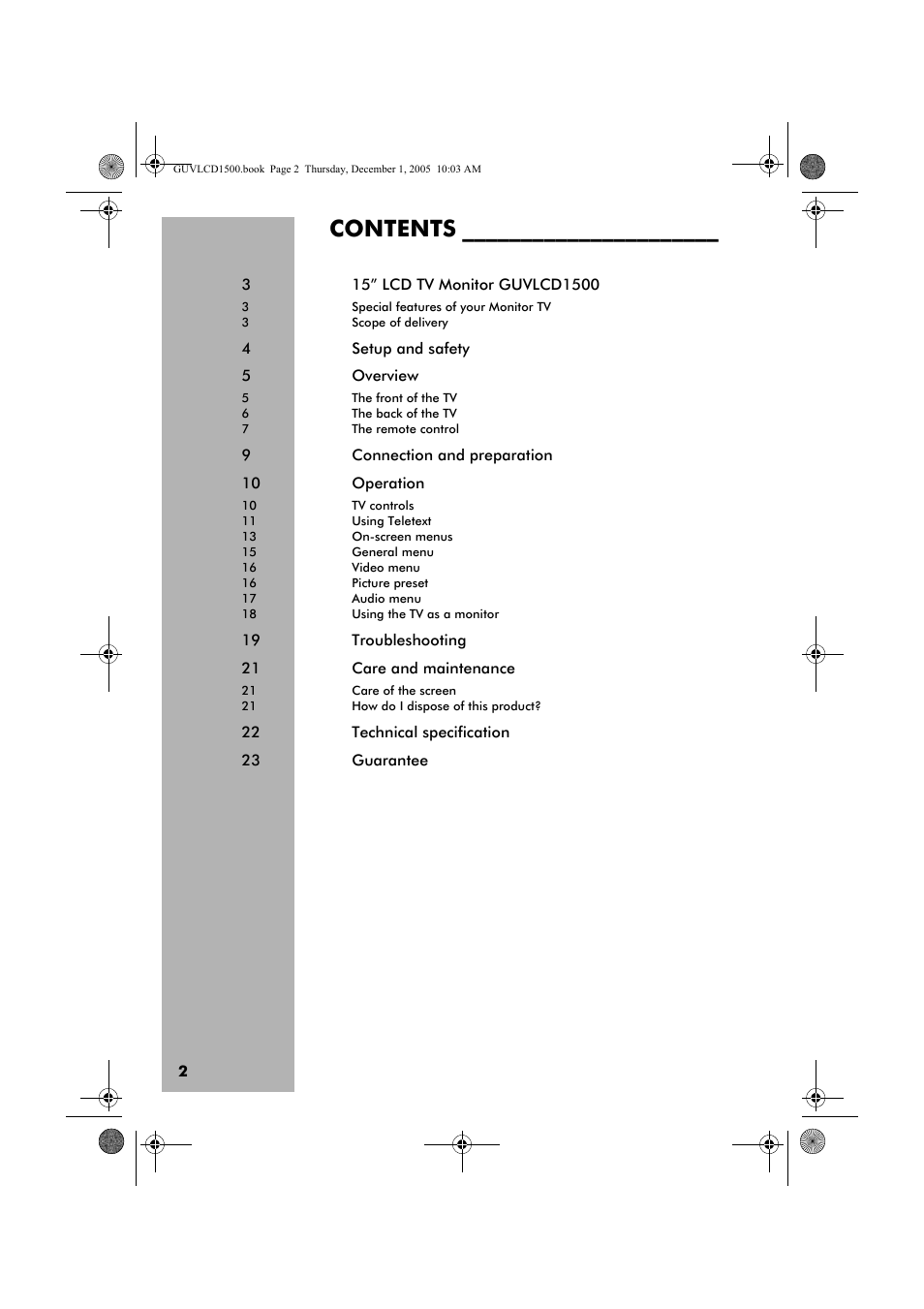 Grundig GUVL1500 User Manual | Page 2 / 24