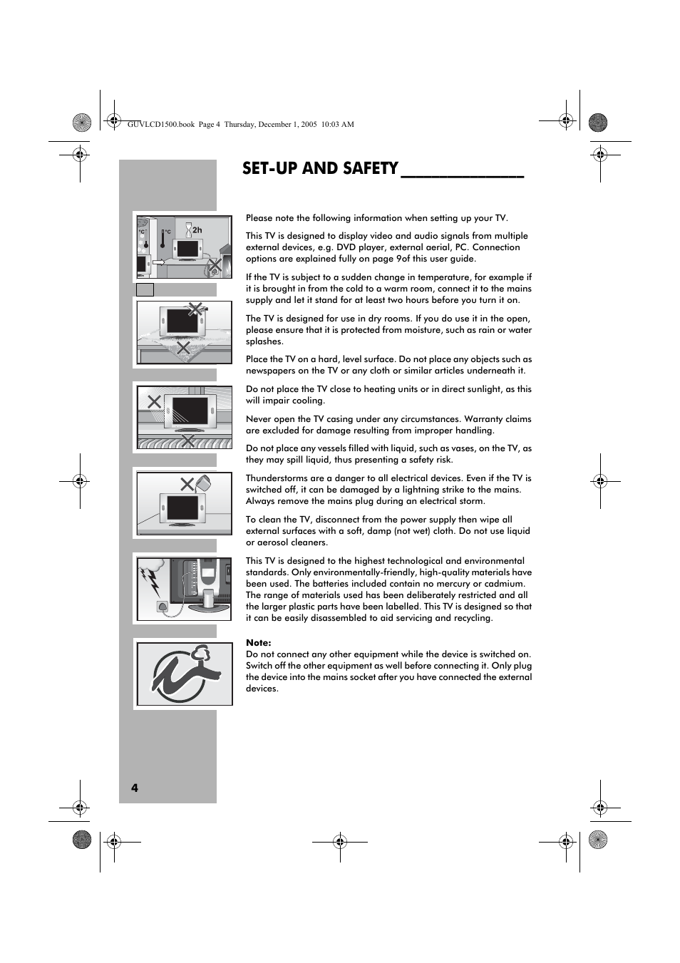 Set-up and safety | Grundig GUVL1500 User Manual | Page 4 / 24