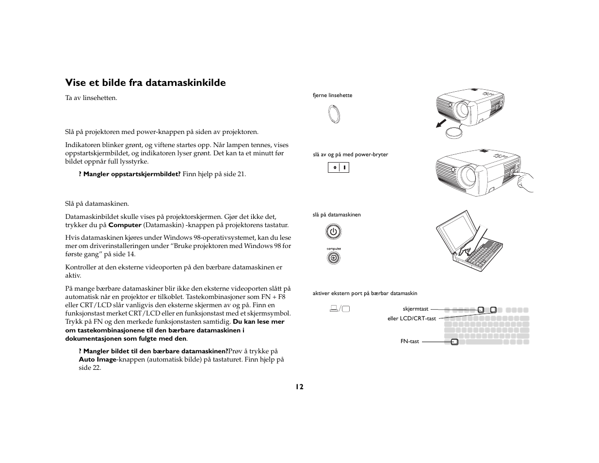 Vise et bilde fra datamaskinkilde | Grundig DLPTM Projector User Manual | Page 14 / 47