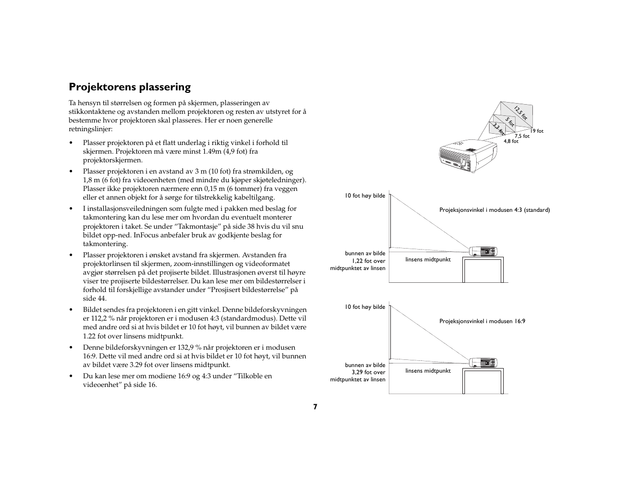 Projektorens plassering | Grundig DLPTM Projector User Manual | Page 9 / 47