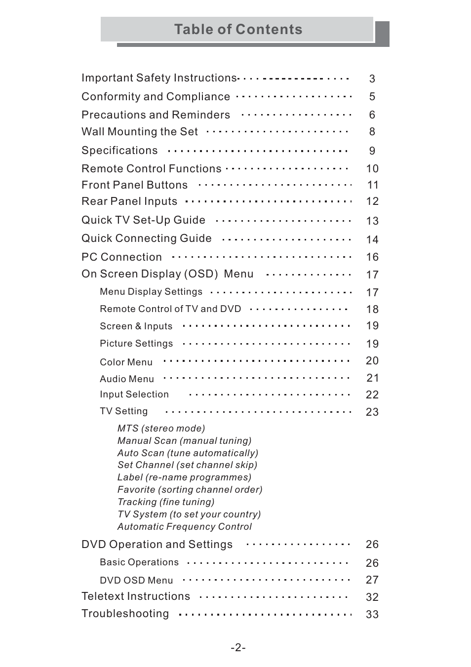 Grundig GULCD15S/DVD User Manual | Page 2 / 34