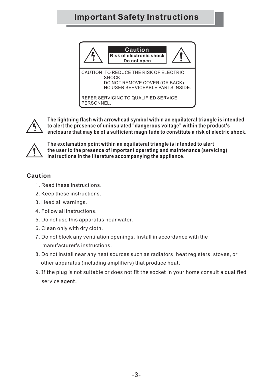 Important safety instructions | Grundig GULCD15S/DVD User Manual | Page 3 / 34