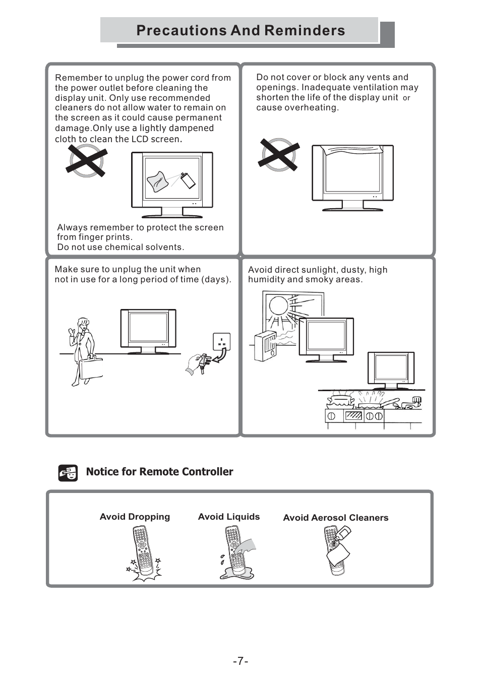 Precautions and reminders | Grundig GULCD15S/DVD User Manual | Page 7 / 34