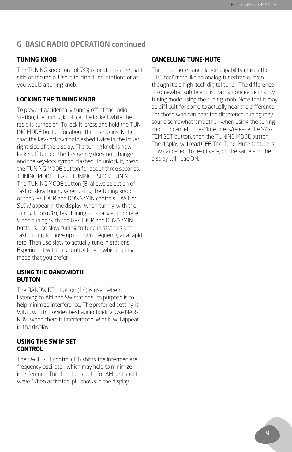 6 basic radio operation continued | Grundig E10 User Manual | Page 11 / 29