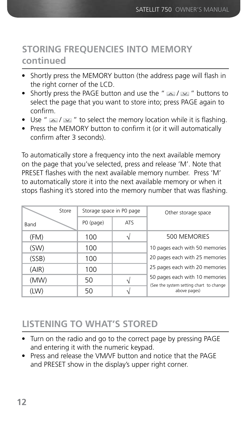 Listening to what’s stored | Grundig SATELLIT 750 User Manual | Page 12 / 72