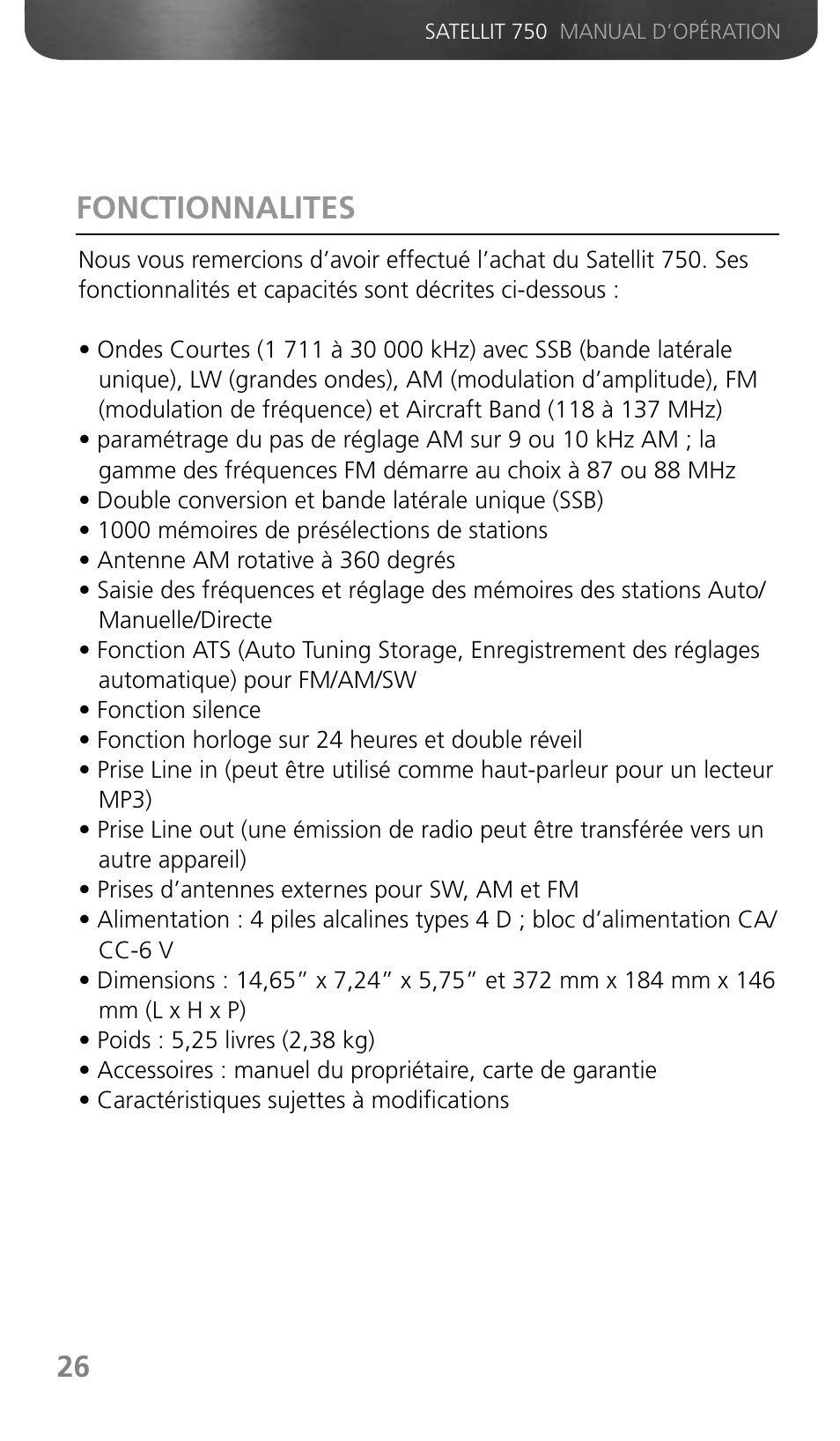 Fonctionnalites | Grundig SATELLIT 750 User Manual | Page 26 / 72