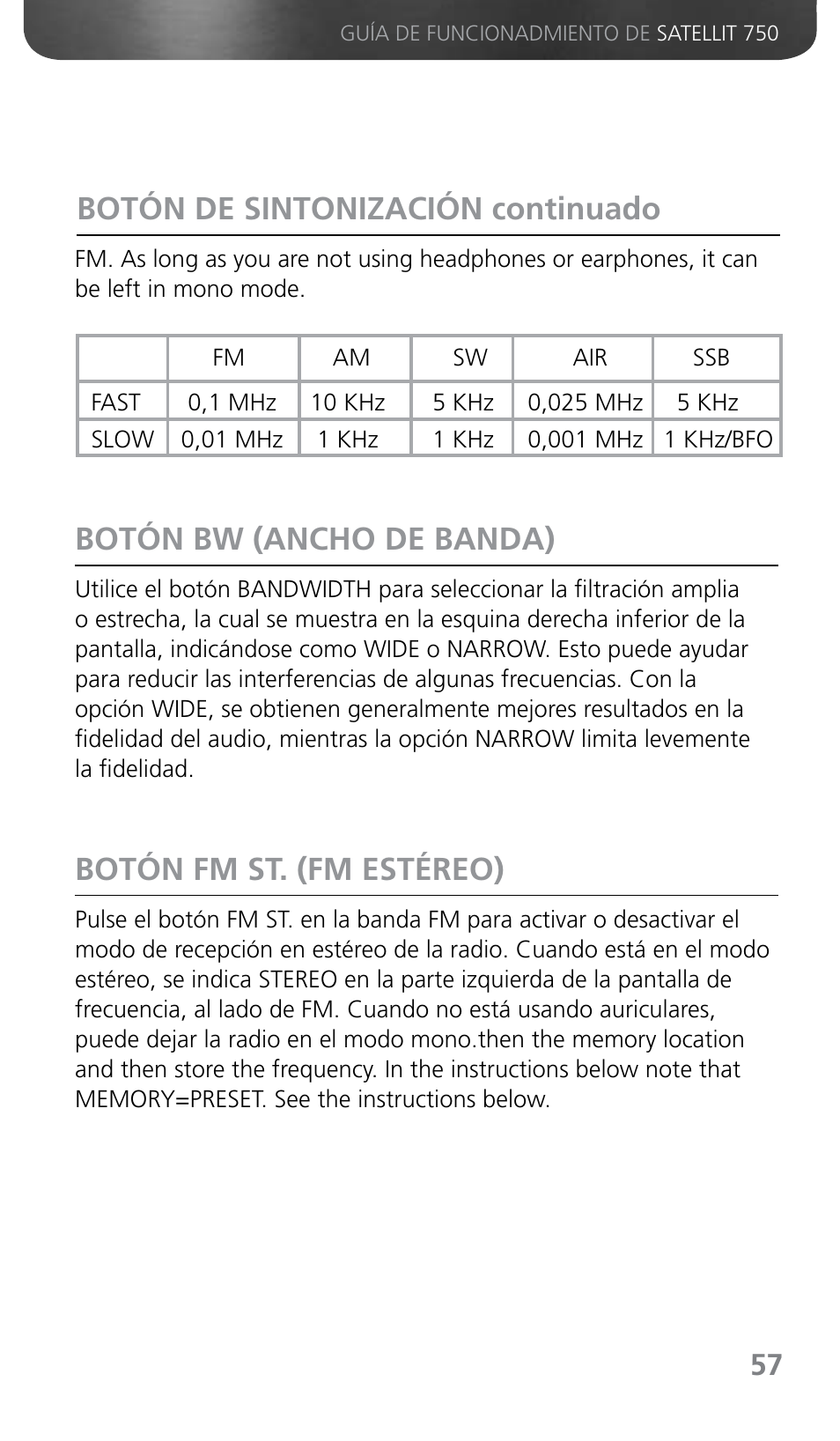 Botón de sintonización continuado | Grundig SATELLIT 750 User Manual | Page 57 / 72