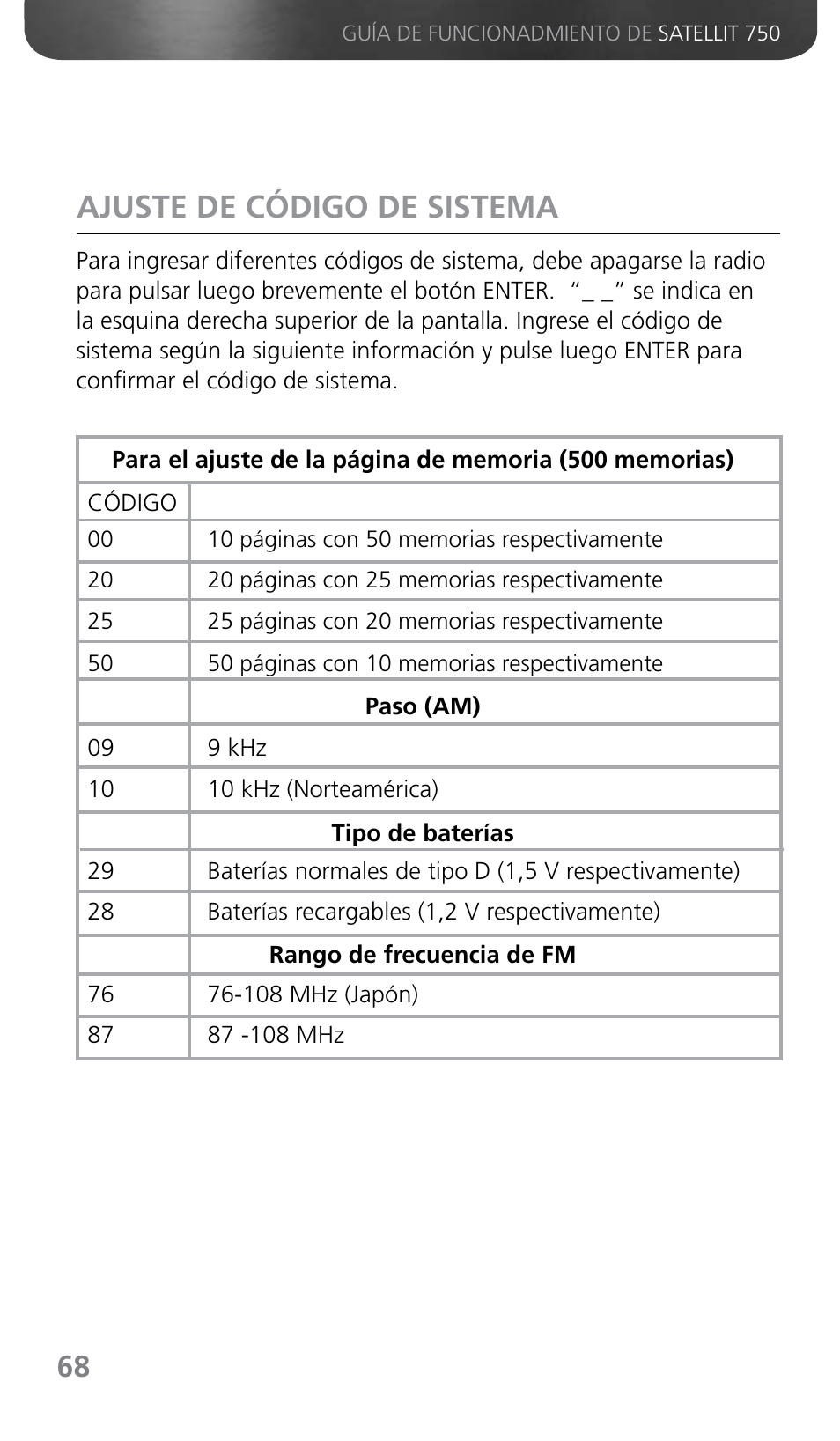 Ajuste de código de sistema | Grundig SATELLIT 750 User Manual | Page 68 / 72