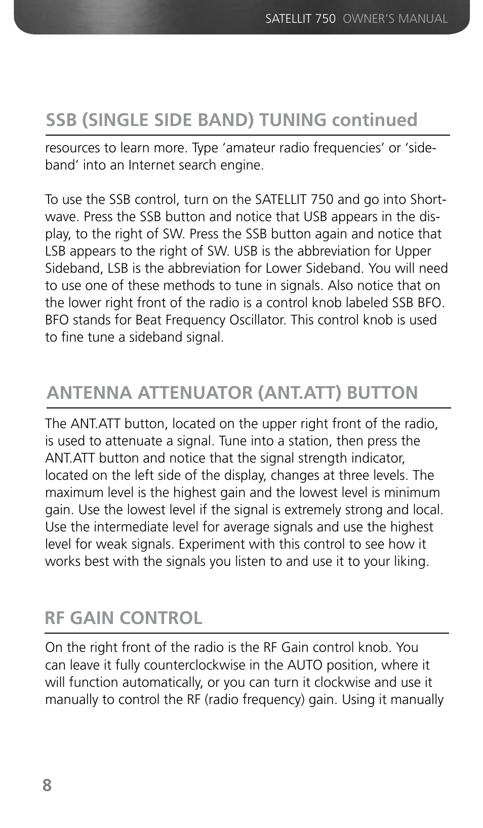 Ssb (single side band) tuning continued | Grundig SATELLIT 750 User Manual | Page 8 / 72