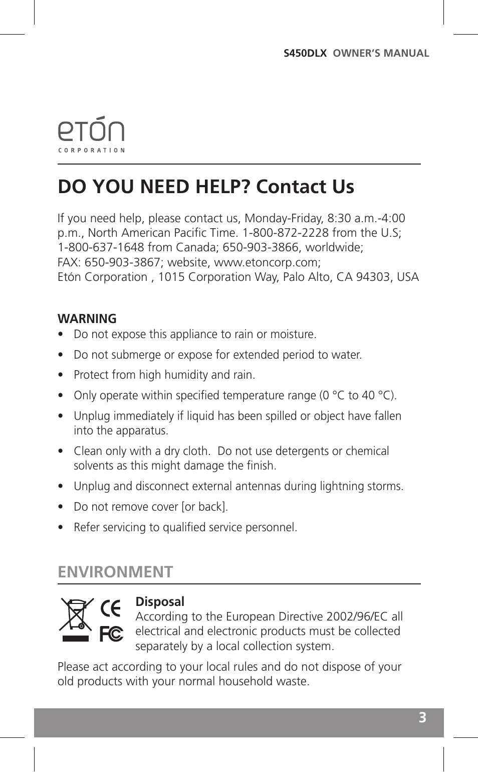 Do you need help? contact us, Environment | Grundig FIELD RADIO S450DLX User Manual | Page 3 / 86