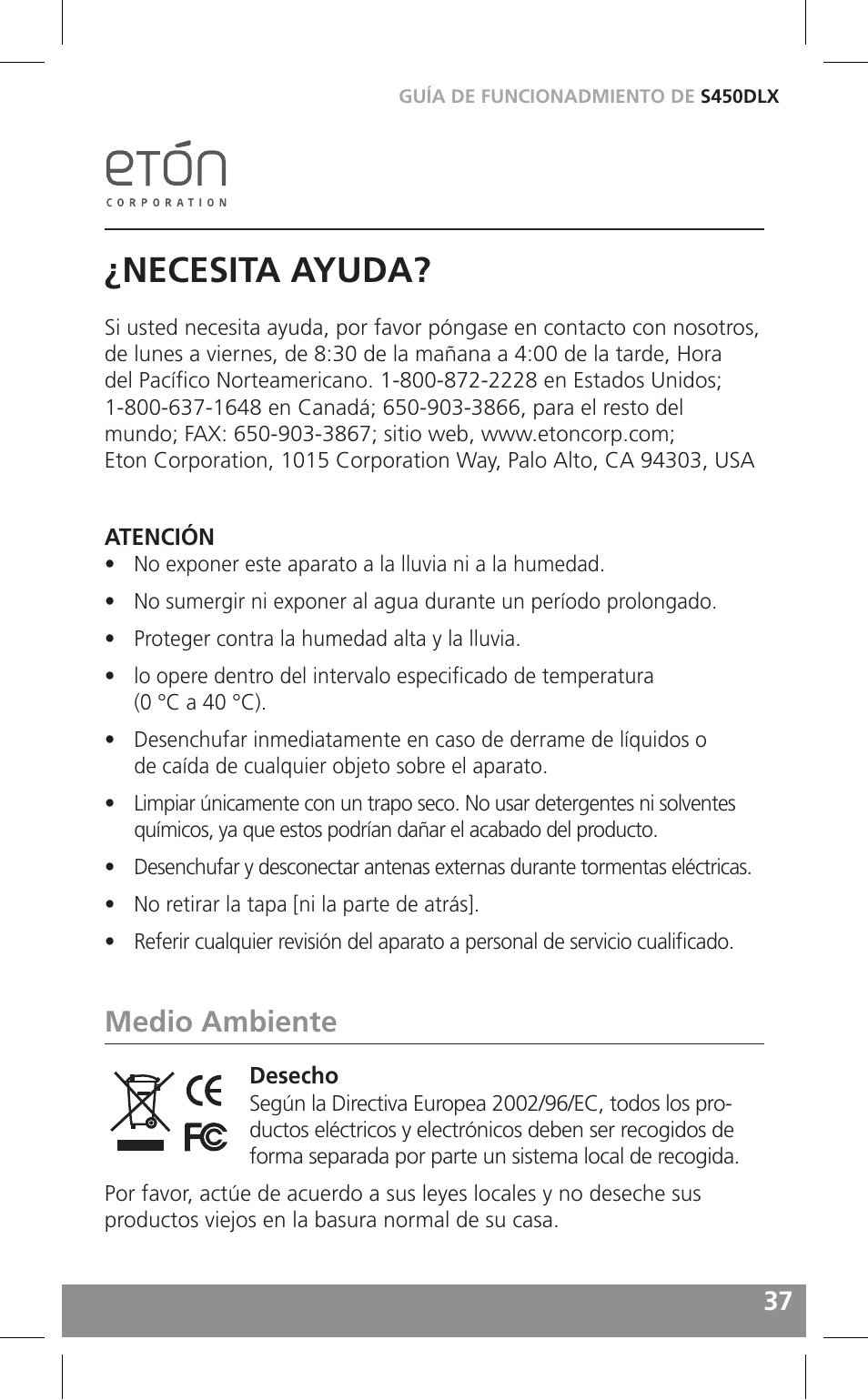 Necesita ayuda, Medio ambiente | Grundig FIELD RADIO S450DLX User Manual | Page 37 / 86