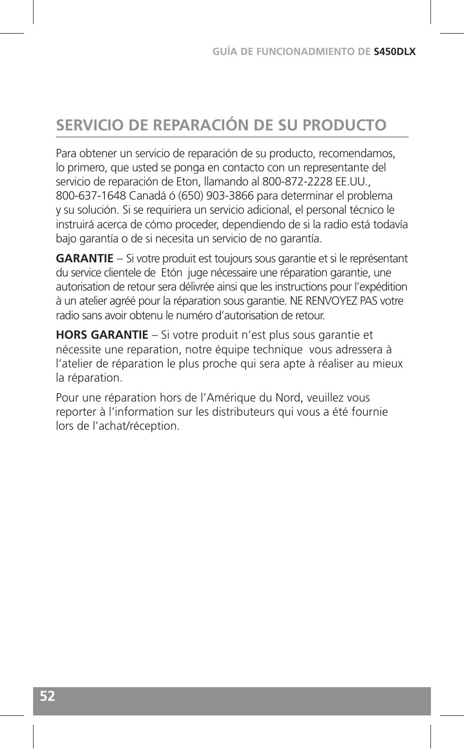 Servicio de reparación de su producto | Grundig FIELD RADIO S450DLX User Manual | Page 52 / 86