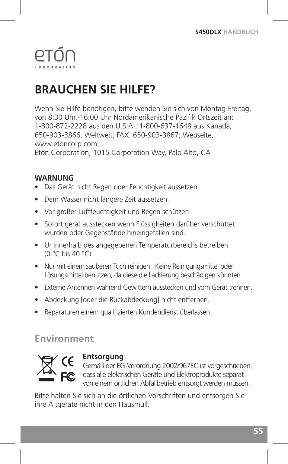 Brauchen sie hilfe, Environment | Grundig FIELD RADIO S450DLX User Manual | Page 55 / 86