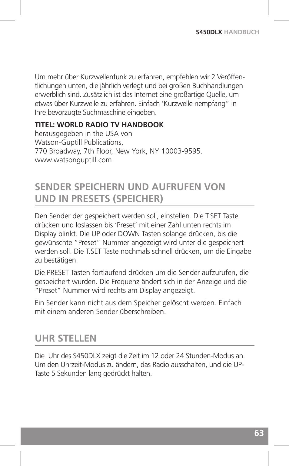 Uhr stellen | Grundig FIELD RADIO S450DLX User Manual | Page 63 / 86
