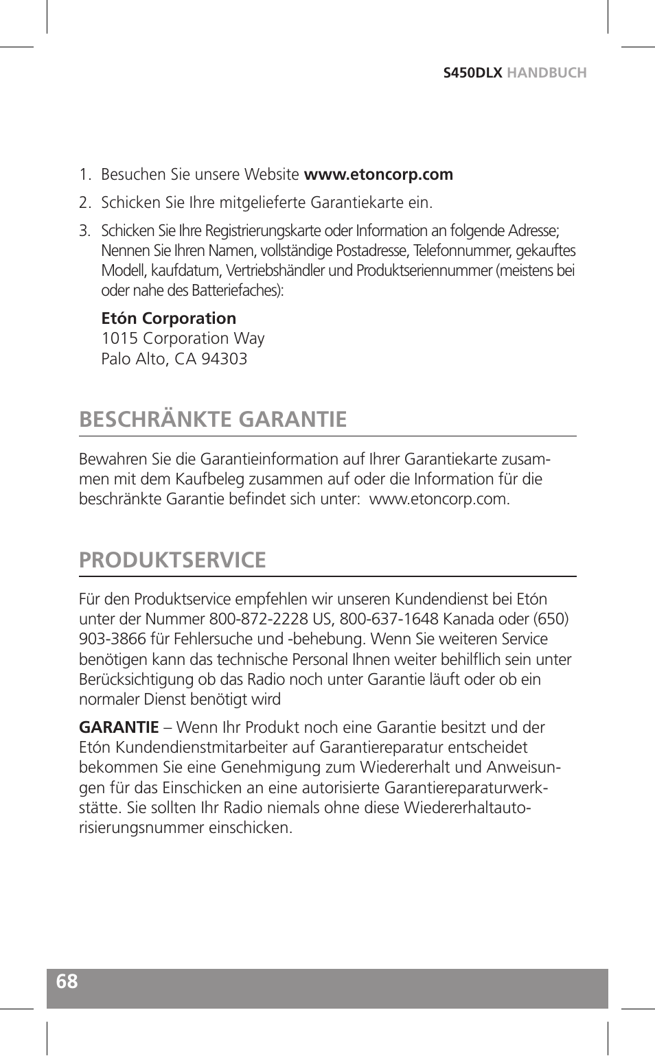 Beschränkte garantie, Produktservice | Grundig FIELD RADIO S450DLX User Manual | Page 68 / 86