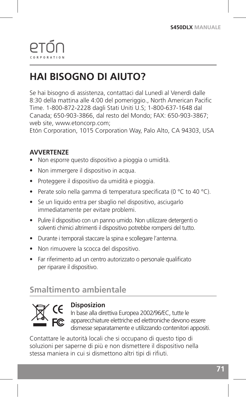 Hai bisogno di aiuto, Smaltimento ambientale | Grundig FIELD RADIO S450DLX User Manual | Page 71 / 86