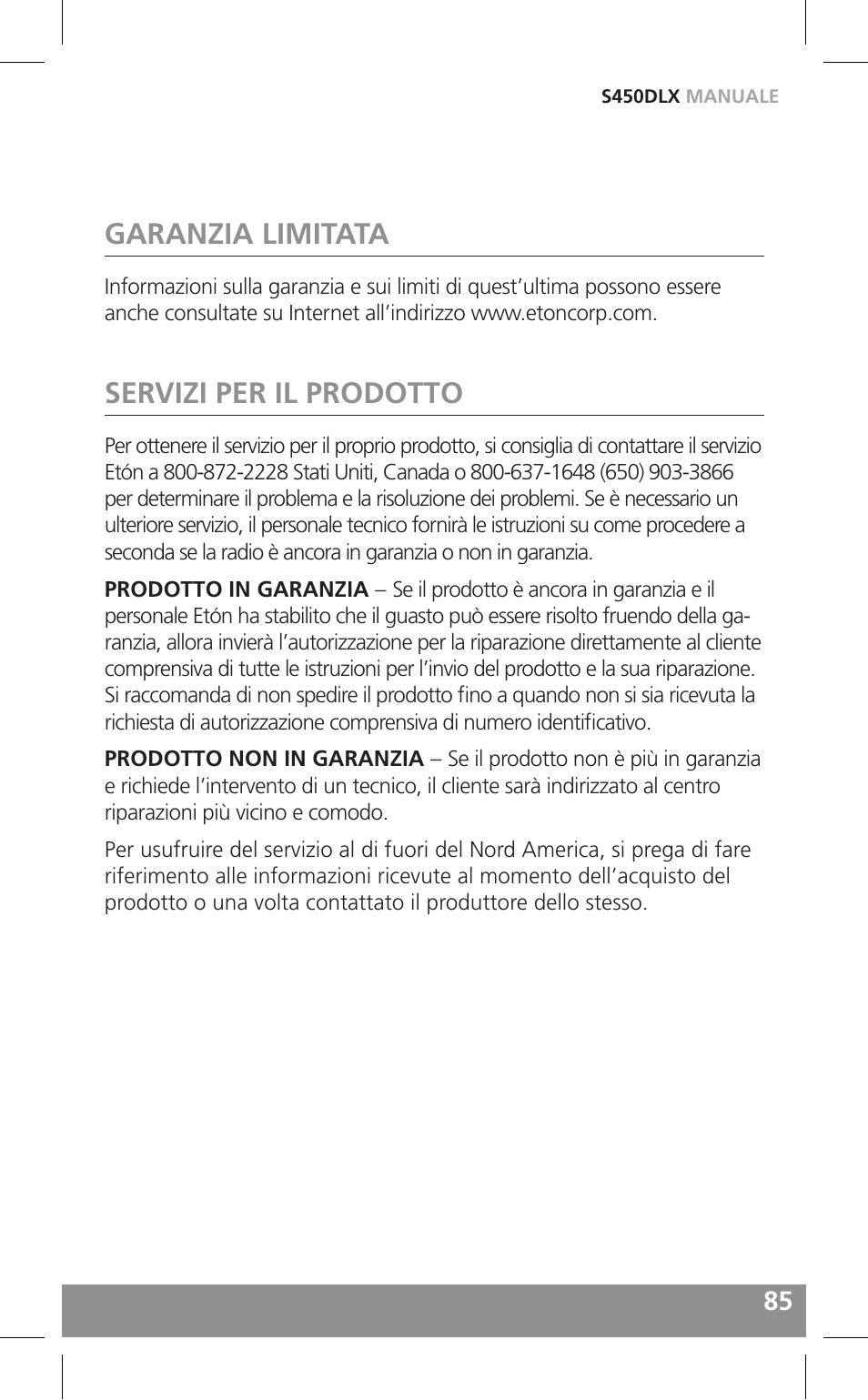 Garanzia limitata, Servizi per il prodotto | Grundig FIELD RADIO S450DLX User Manual | Page 85 / 86