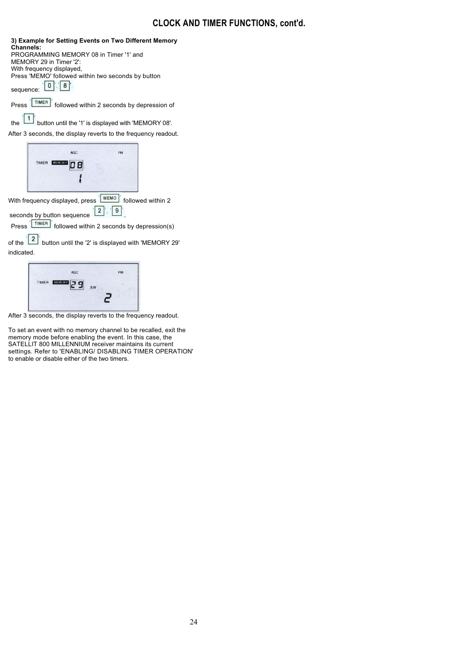 Clock and timer functions, cont'd | Grundig 800 User Manual | Page 23 / 30