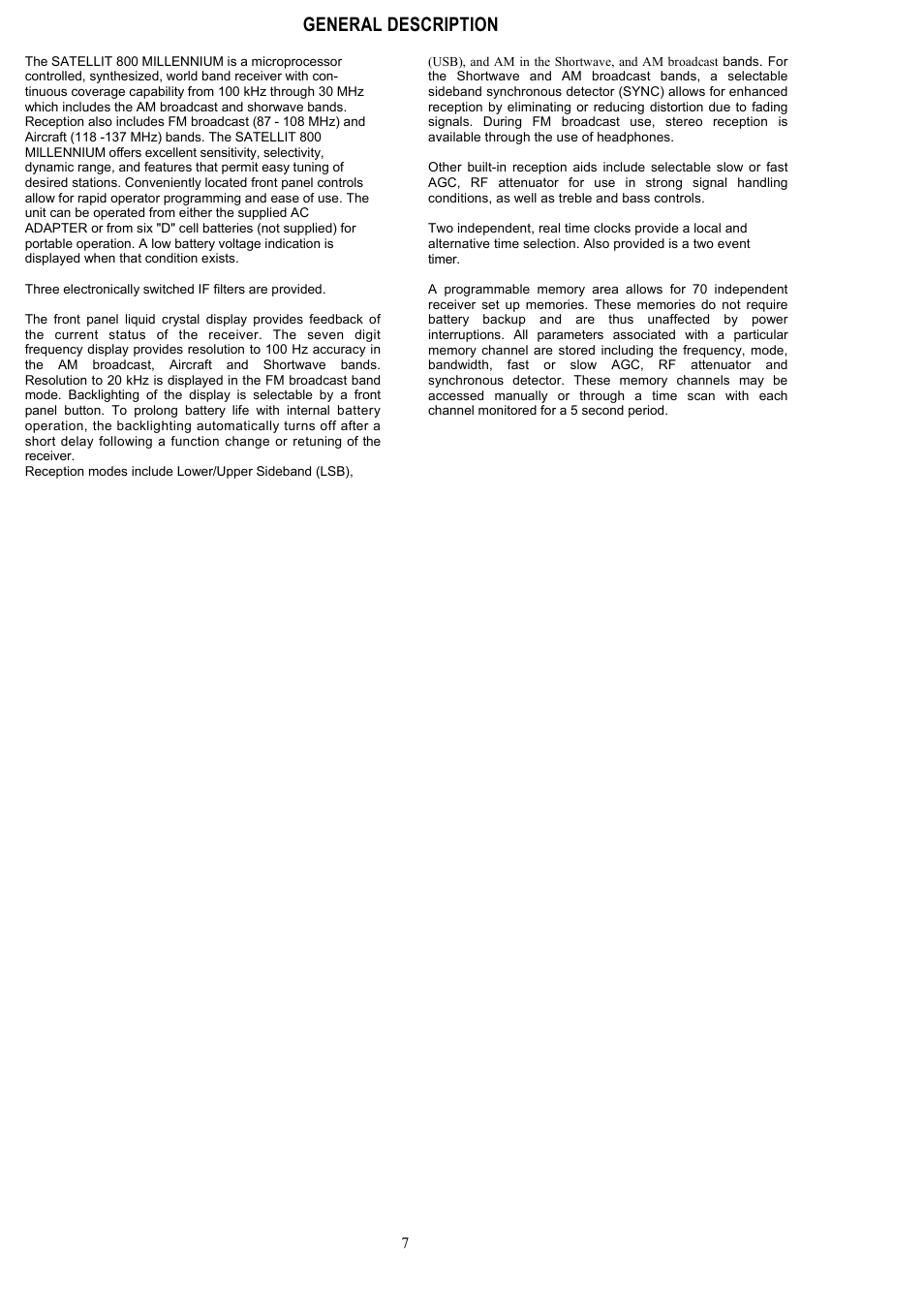 General description | Grundig 800 User Manual | Page 6 / 30