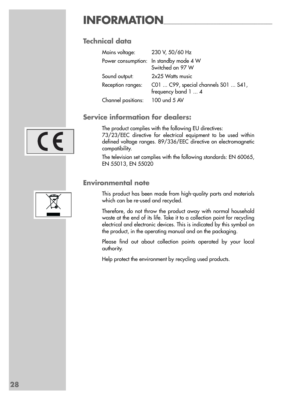 Information | Grundig Xentia MFS 72-4610/8 TOP User Manual | Page 28 / 31