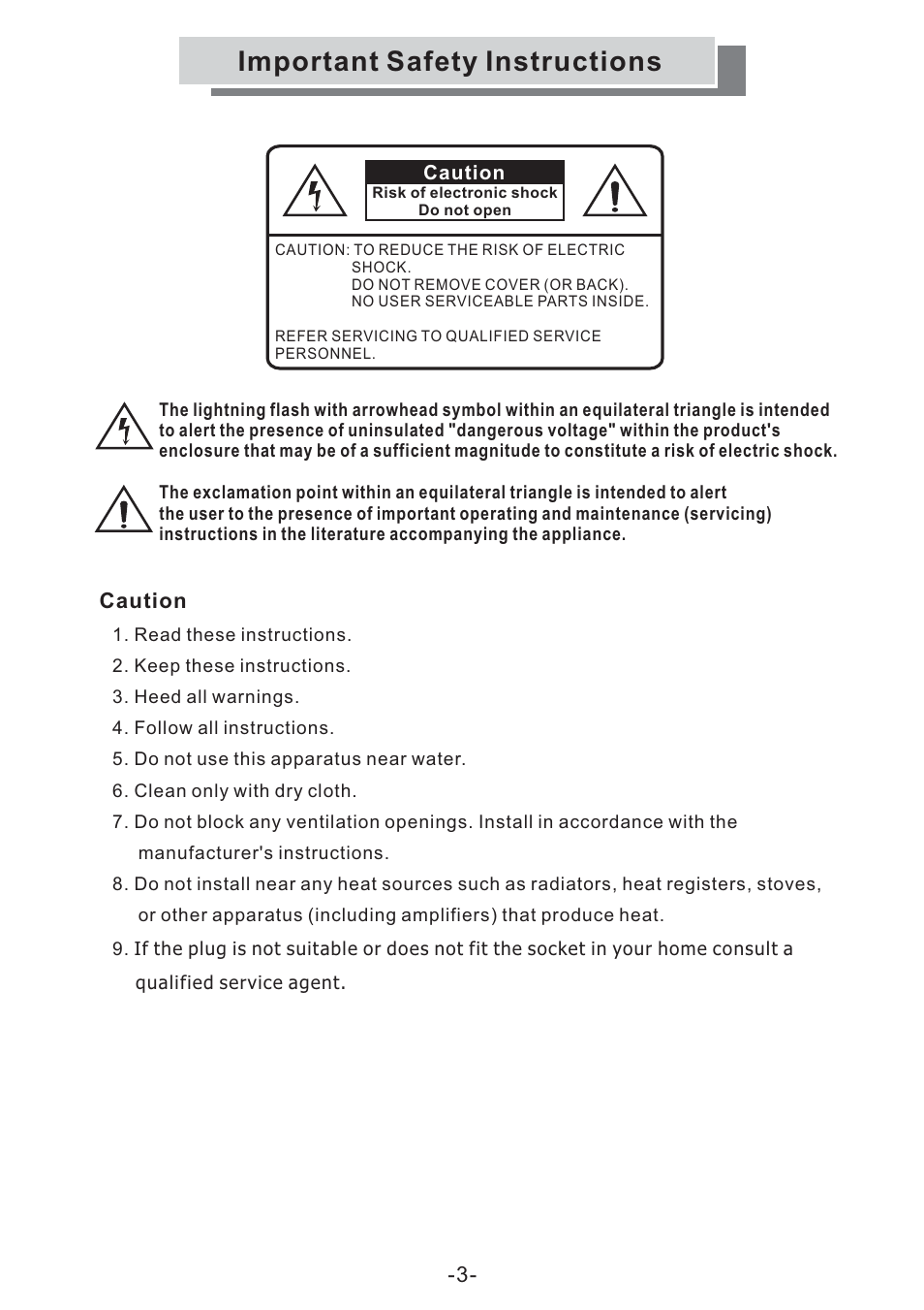 Important safety instructions | Grundig GULCD20S/DVD User Manual | Page 3 / 34
