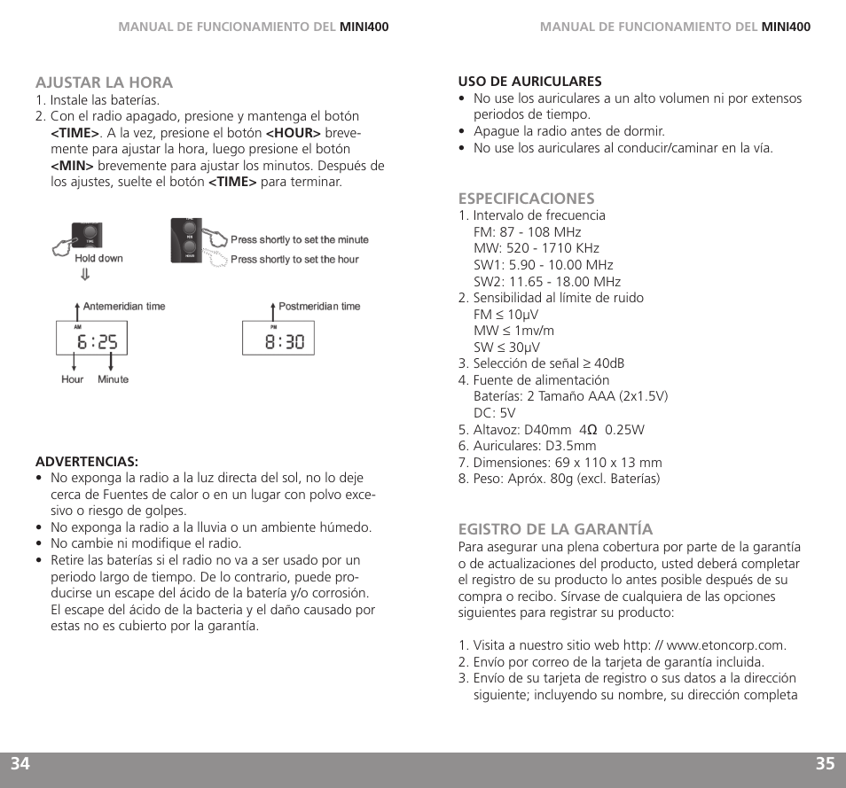 Grundig MINI400 User Manual | Page 18 / 21