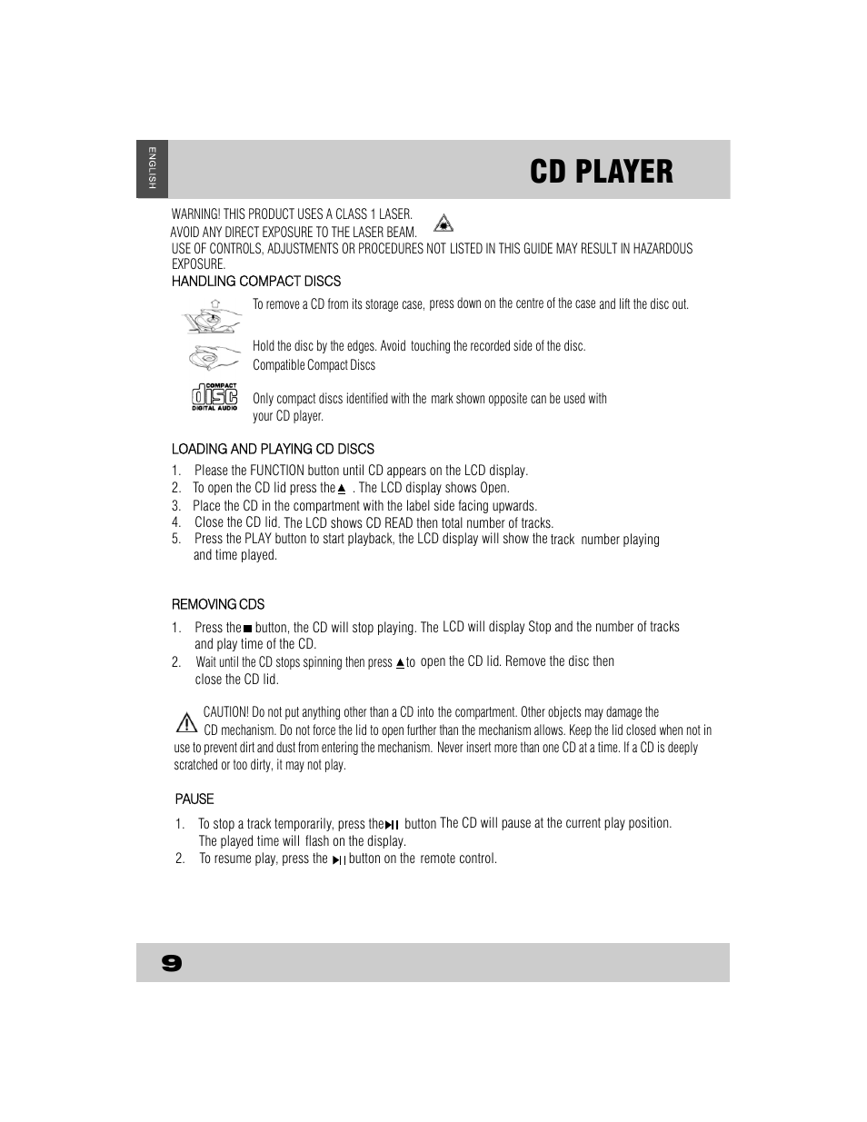 Cd player | Grundig CDS2500IPW User Manual | Page 12 / 22