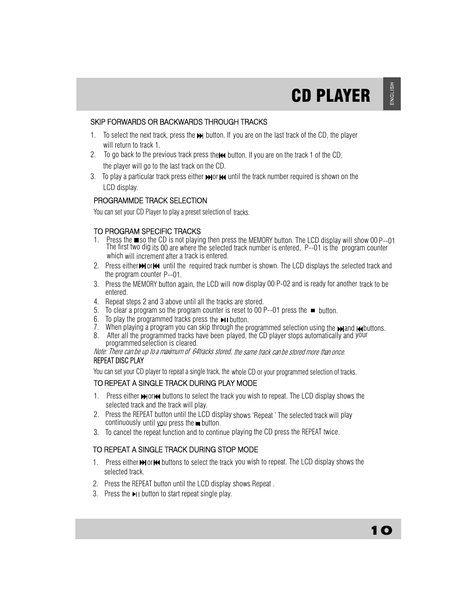 Cd player | Grundig CDS2500IPW User Manual | Page 13 / 22