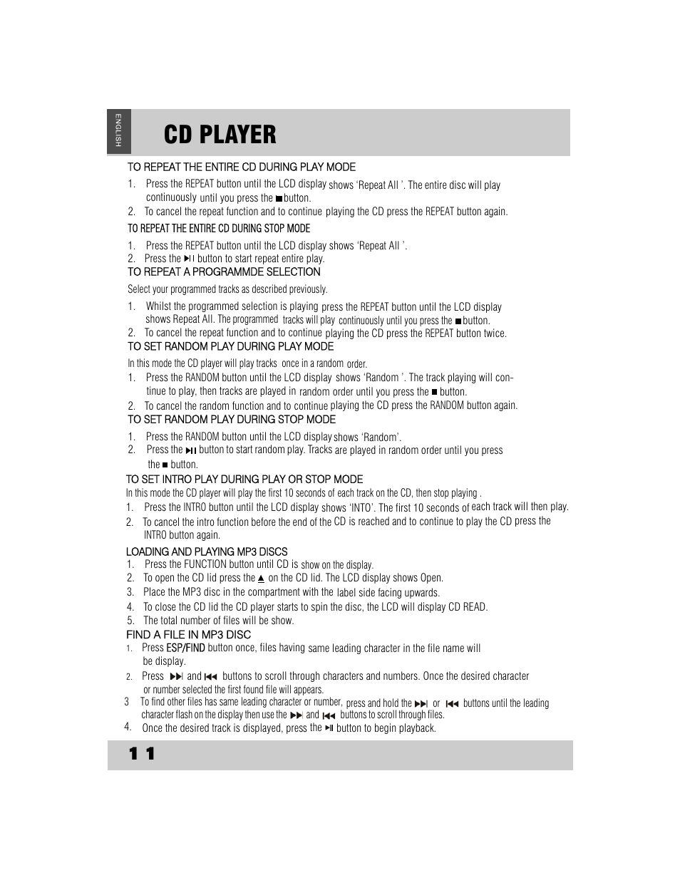 Cd player | Grundig CDS2500IPW User Manual | Page 14 / 22