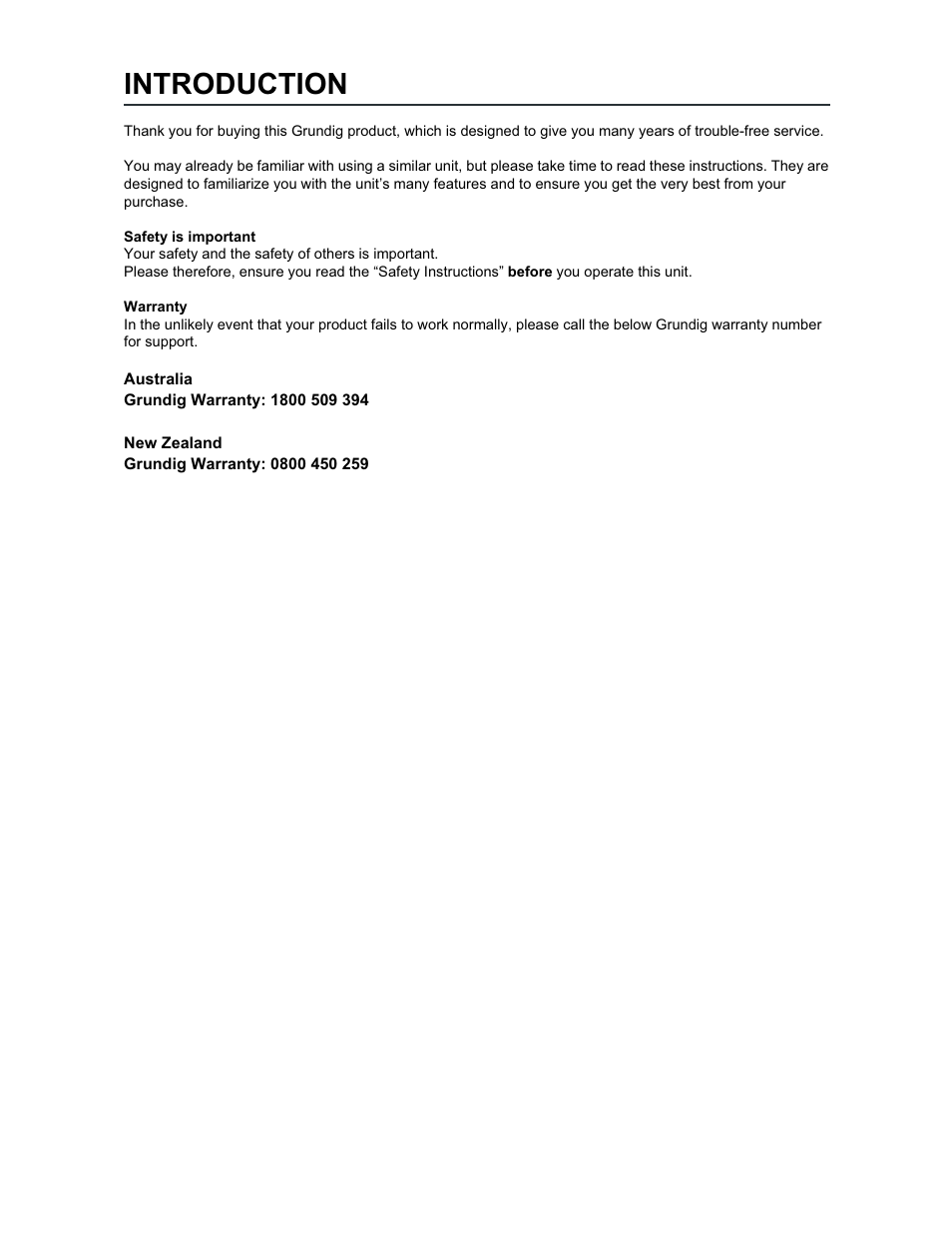 Introduction | Grundig CDS2500IPW User Manual | Page 2 / 22