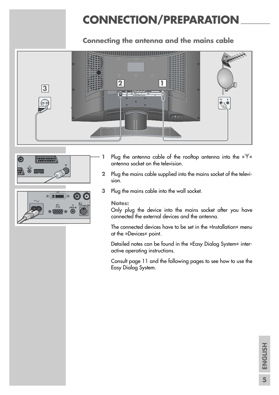 Connection/preparation | Grundig VISION II LXW 68-9620 User Manual | Page 5 / 19