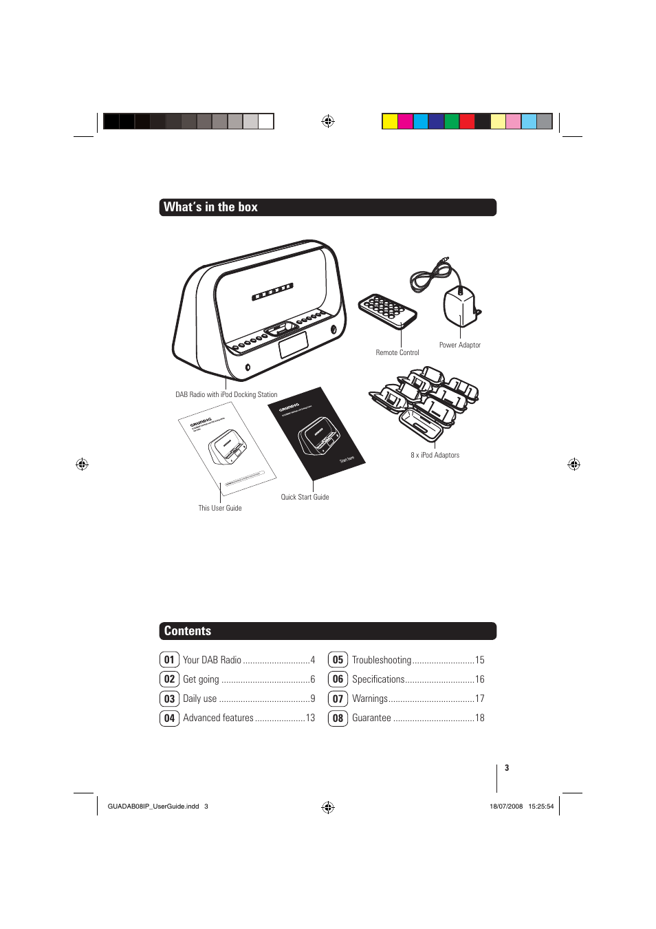 What’s in the box contents | Grundig GUADAB08IP User Manual | Page 3 / 19