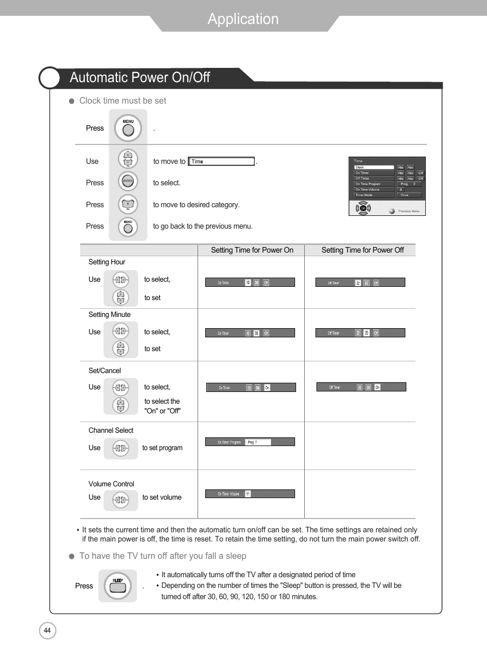 Application, Automatic power on/off | Grundig Xentia LXW 102-8625 REF User Manual | Page 44 / 60
