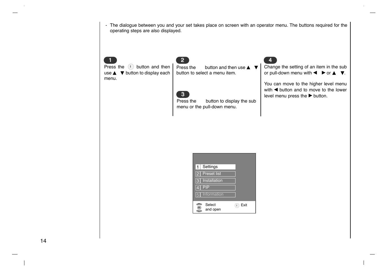 On screen menus, Menu selection | Grundig Cinemo GLCD4000HD User Manual | Page 14 / 48