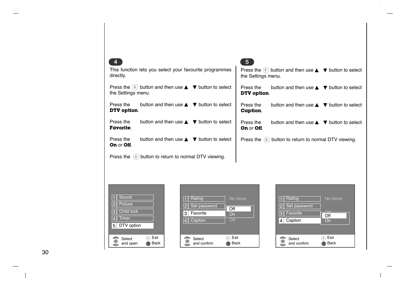 Dtv option menu | Grundig Cinemo GLCD4000HD User Manual | Page 30 / 48