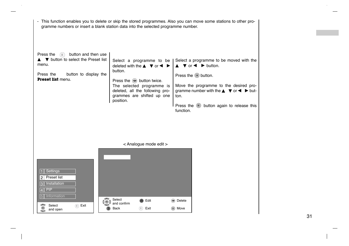 Preset list menu, Grundig | Grundig Cinemo GLCD4000HD User Manual | Page 31 / 48