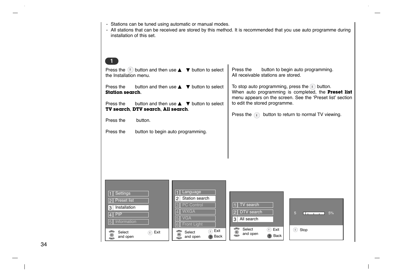 Installation menu, Grundig | Grundig Cinemo GLCD4000HD User Manual | Page 34 / 48