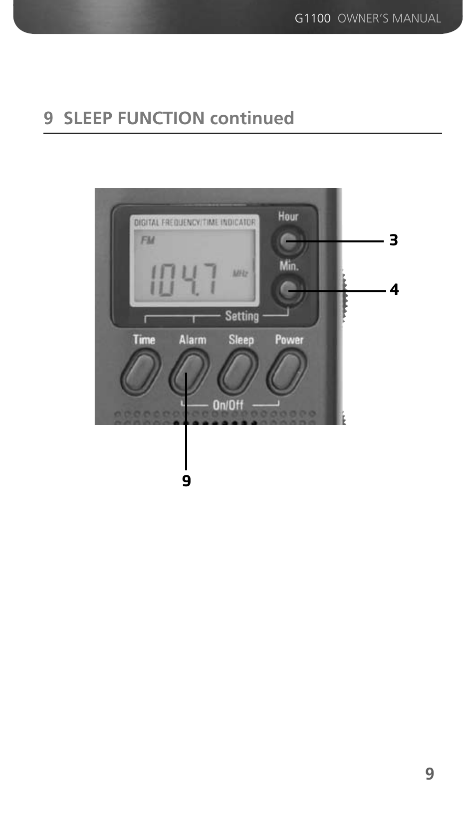 9 sleep function continued | Grundig GMINI 300PEAM User Manual | Page 11 / 19