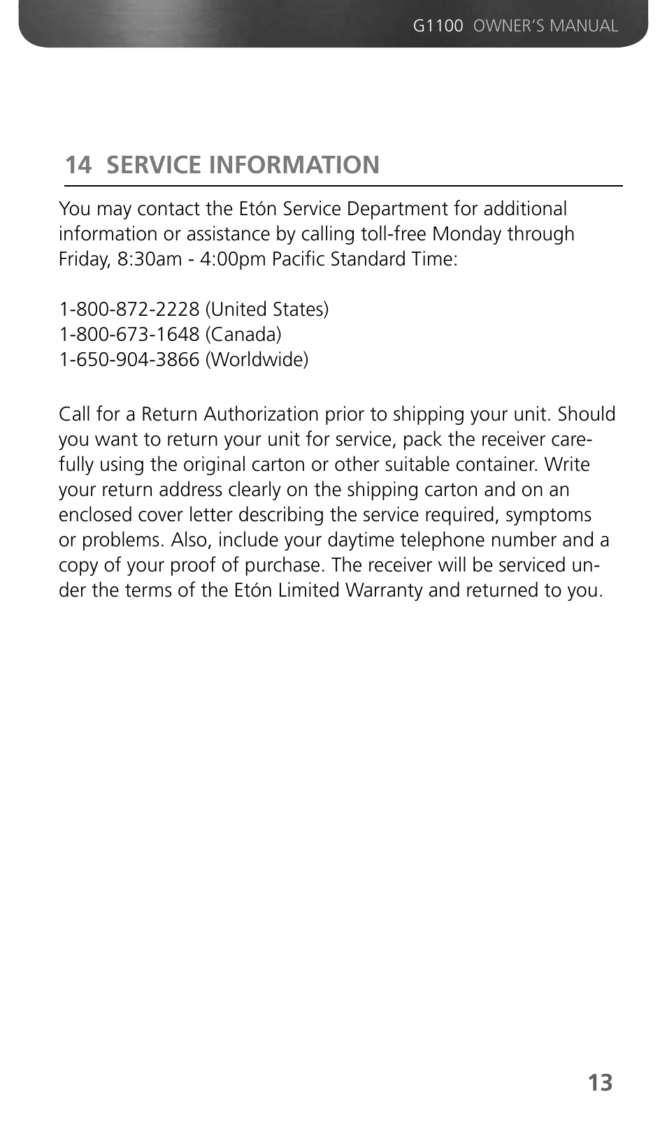 14 service information | Grundig GMINI 300PEAM User Manual | Page 15 / 19