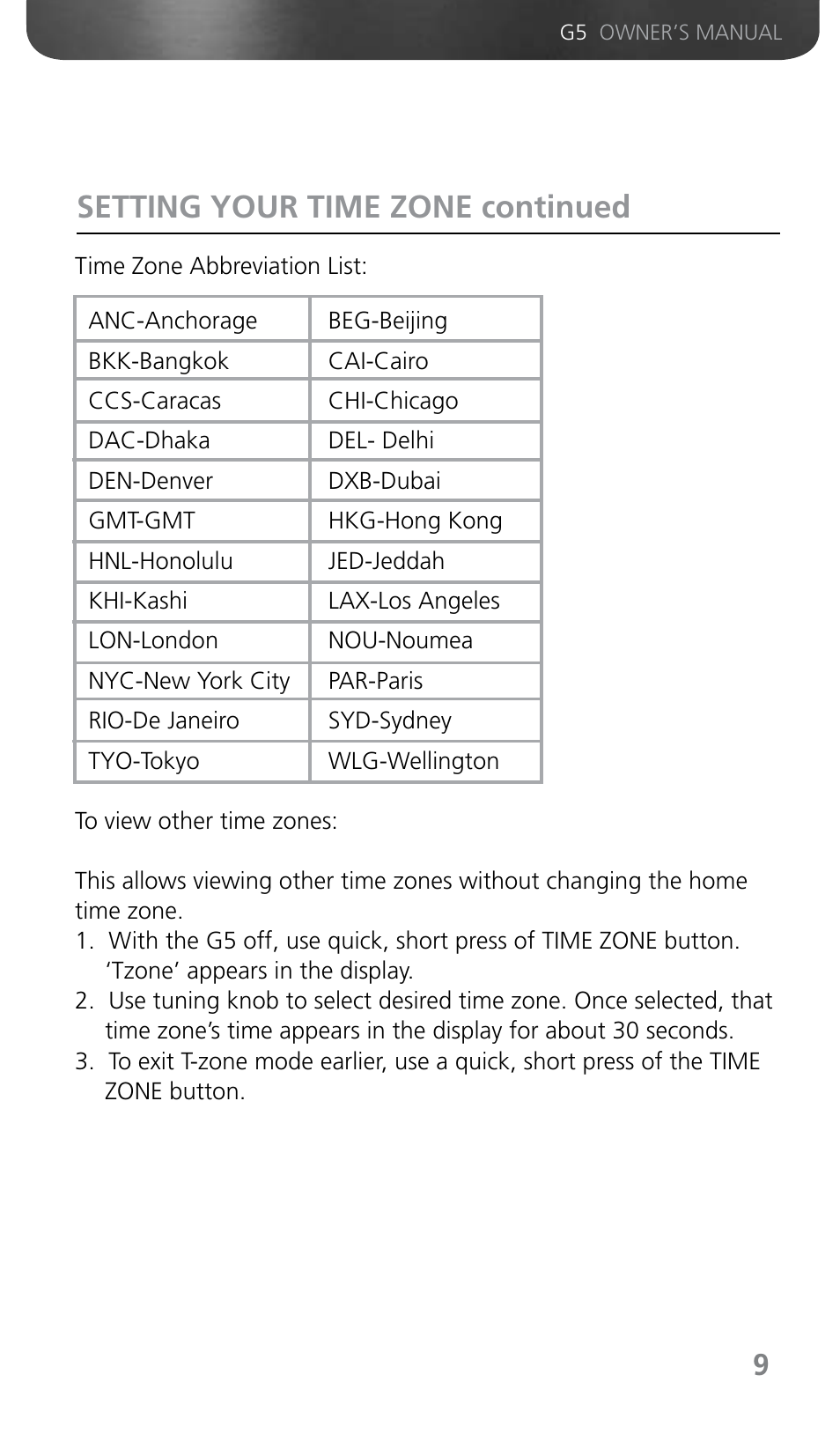 Setting your time zone continued | Grundig G5 User Manual | Page 11 / 64