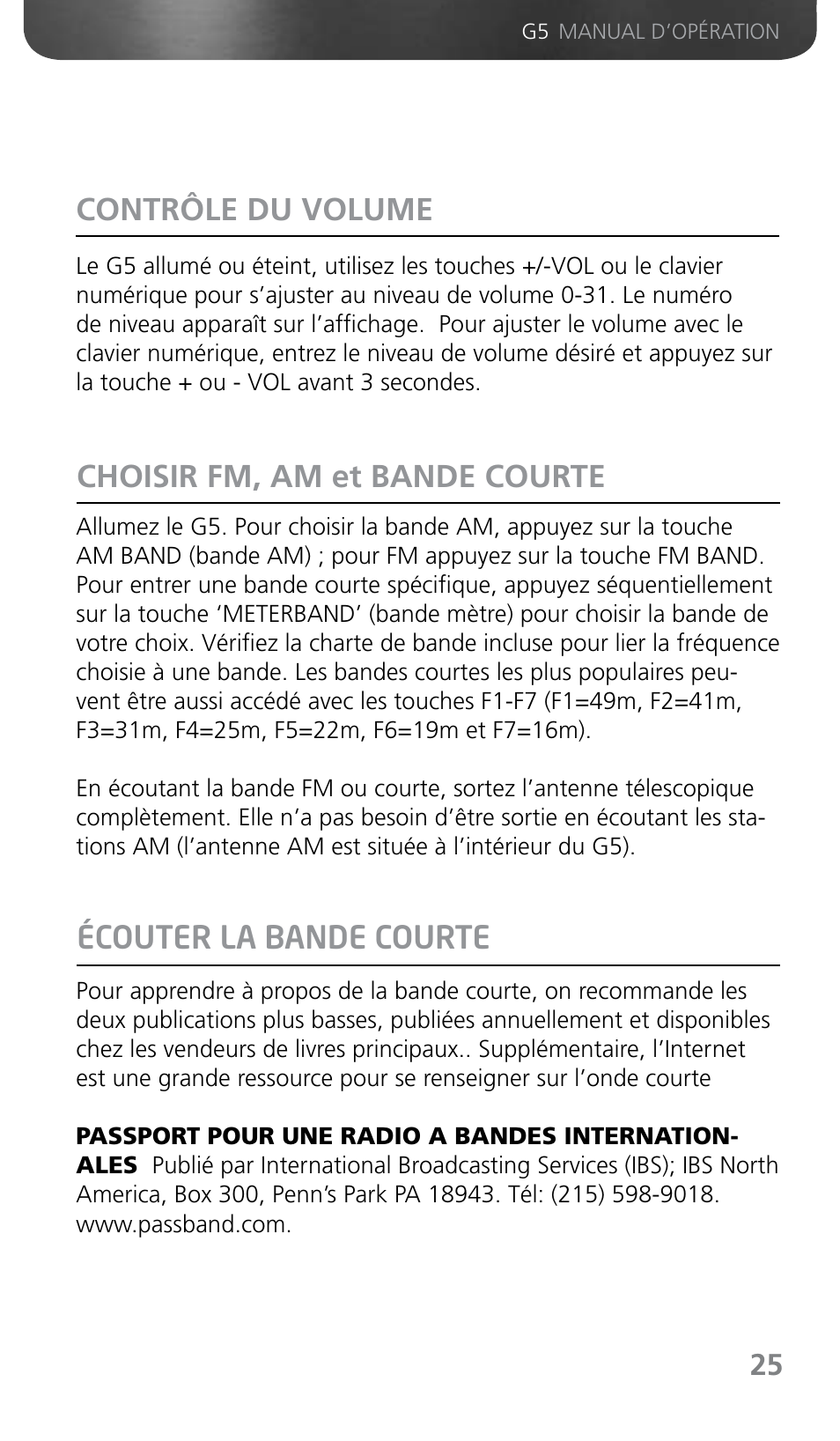 Contrôle du volume | Grundig G5 User Manual | Page 27 / 64