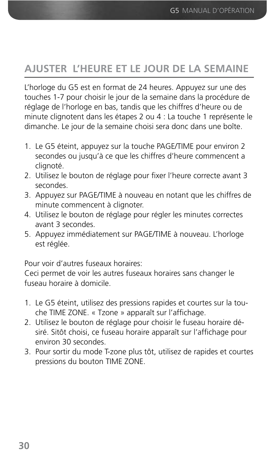 Ajuster l’heure et le jour de la semaine | Grundig G5 User Manual | Page 32 / 64